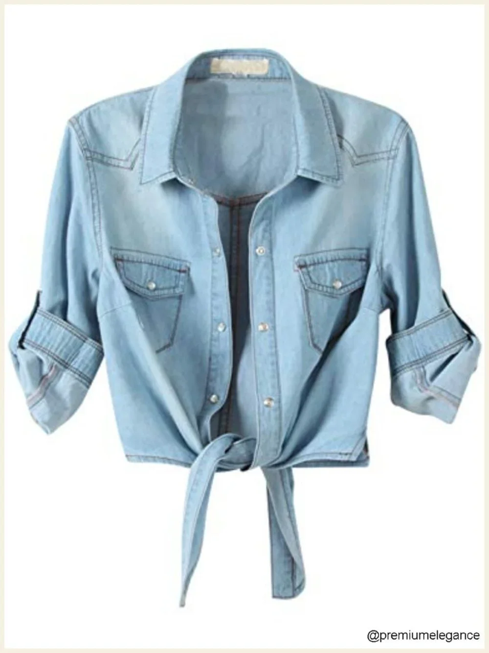 Crop Denim Cardigan Tie Front Shirt Button Down Western Cowgirl Blouse